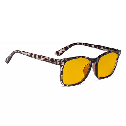 Square Amber Tinted Blue Light Blocking Glasses Women