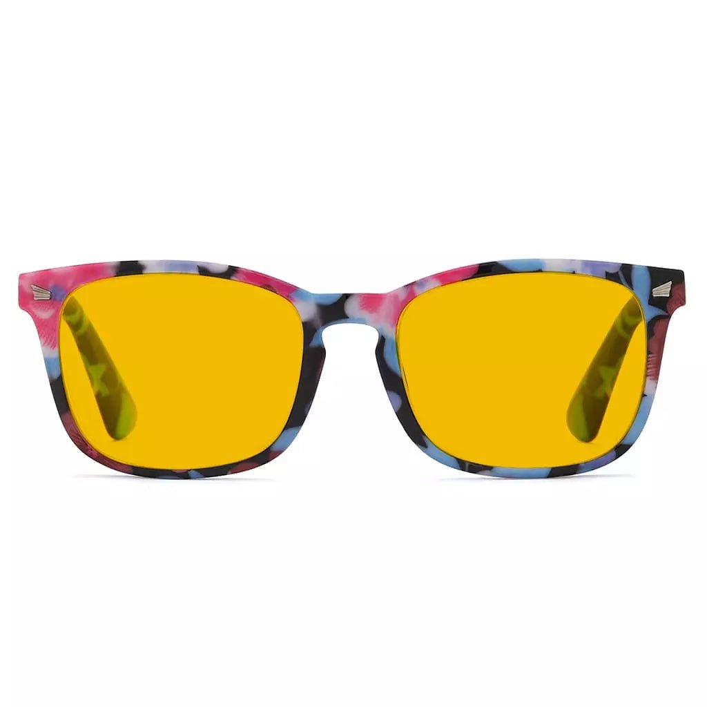 Square Amber Tinted Blue Light Blocking Glasses Women