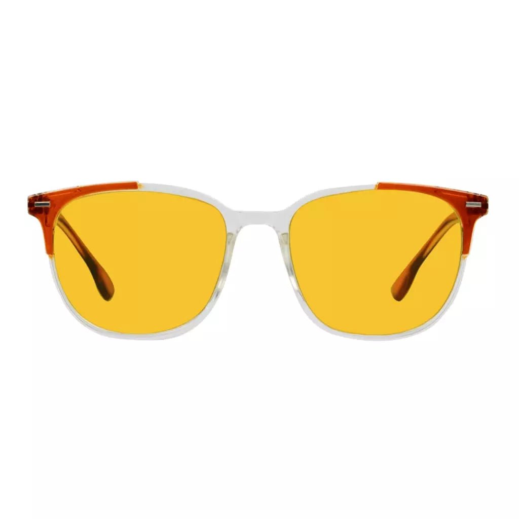 Amber Tinted Two-Tone Blue Light Blocking Reading Glasses Women