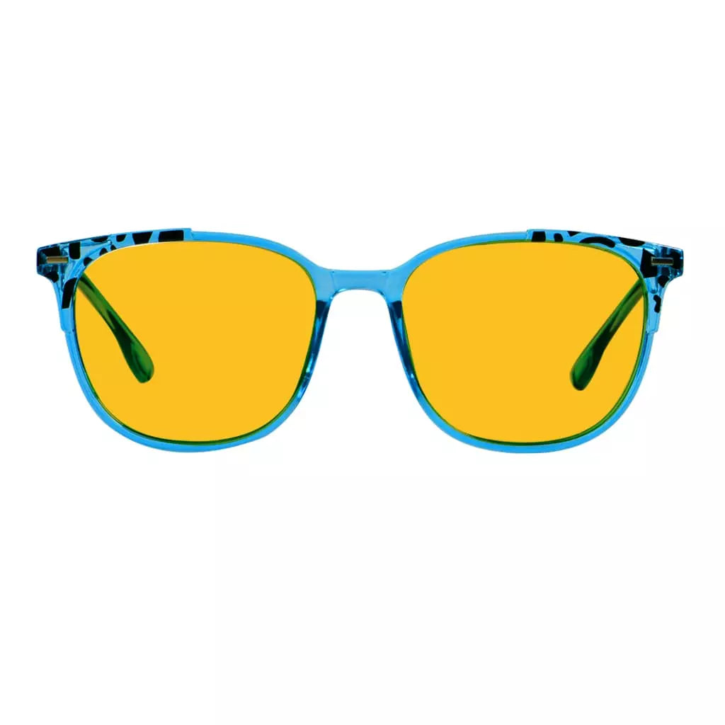 Amber Tinted Tortoise Patterned Blue Light Blocking Reading Glasses Women