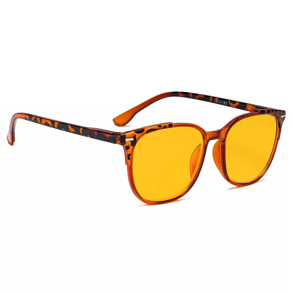 Amber Tinted Tortoise Patterned Blue Light Blocking Reading Glasses Women