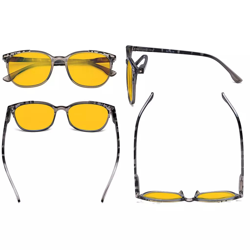 Amber Tinted Tortoise Patterned Blue Light Blocking Reading Glasses Women