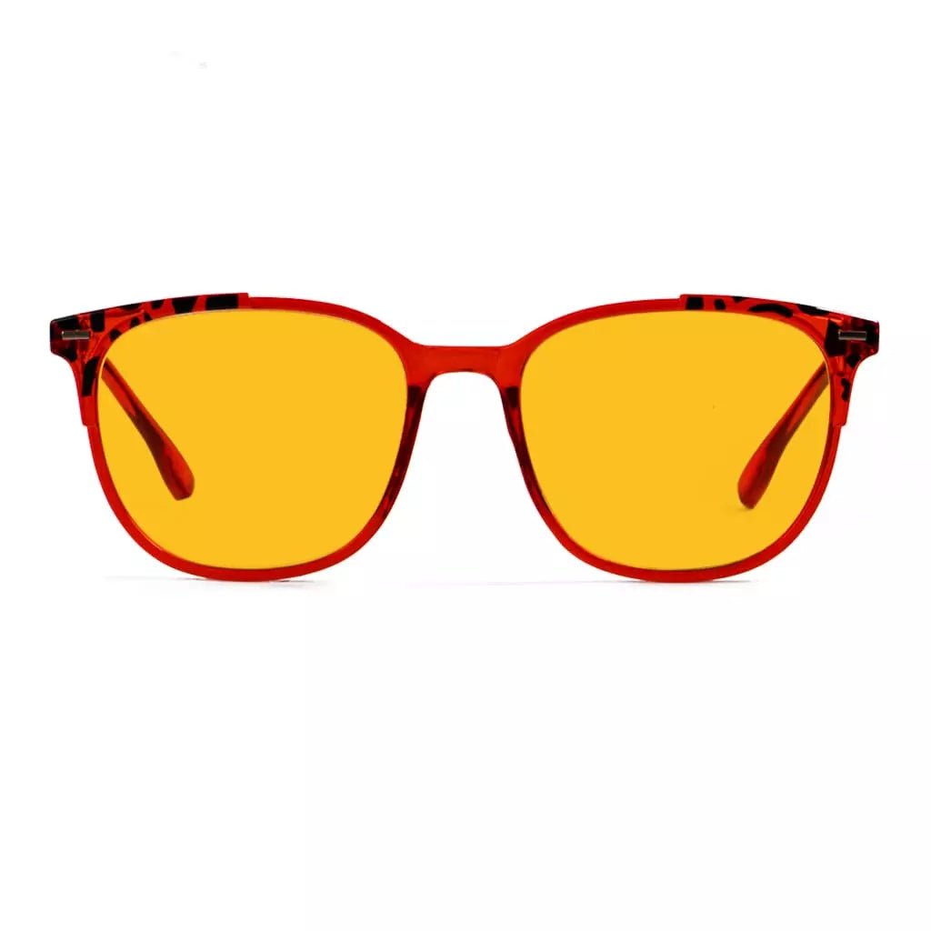 Amber Tinted Tortoise Patterned Blue Light Blocking Reading Glasses Women