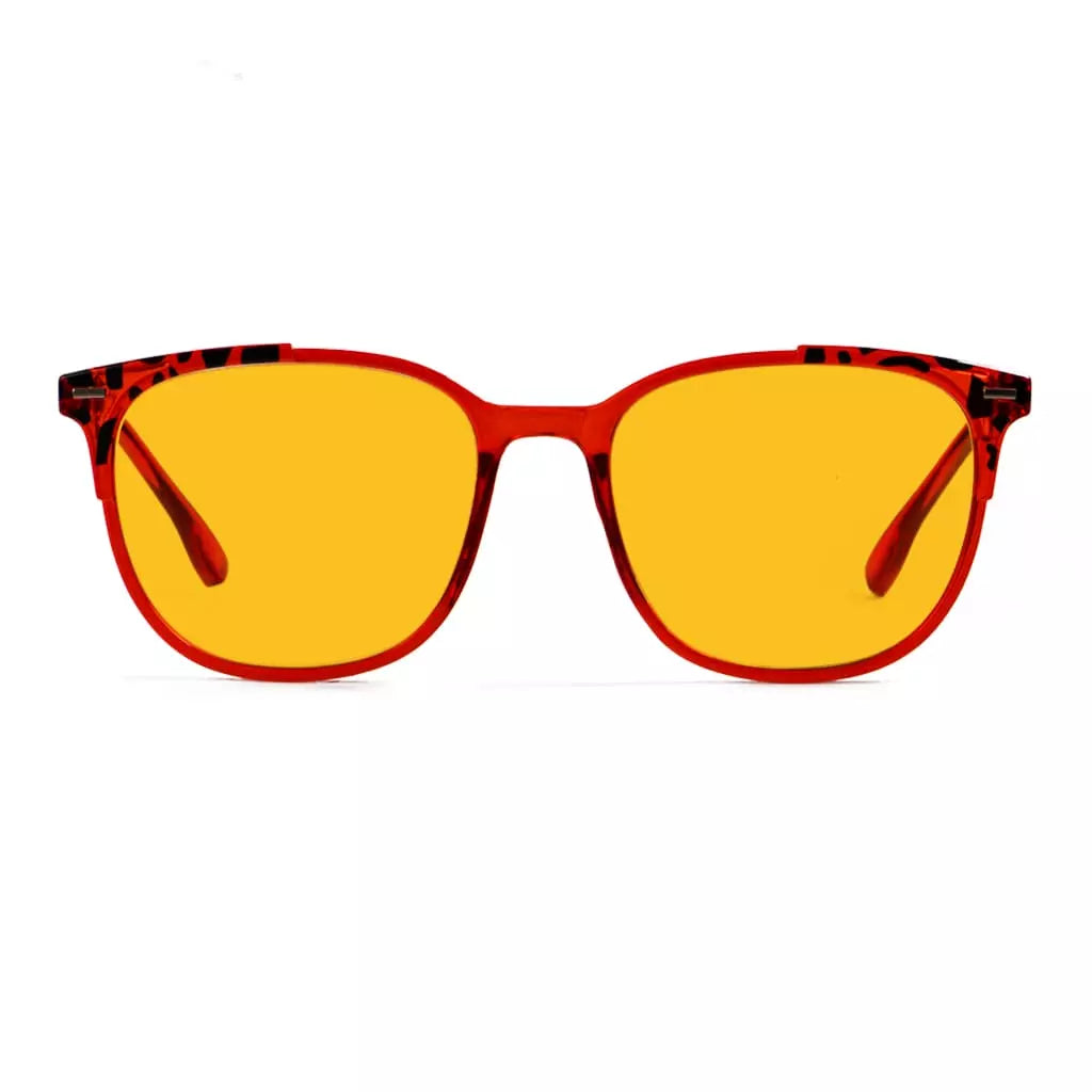 Amber Tinted Tortoise Patterned Blue Light Blocking Reading Glasses Women