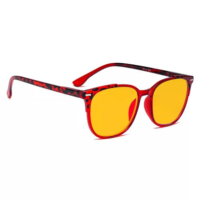 Amber Tinted Tortoise Patterned Blue Light Blocking Reading Glasses Women