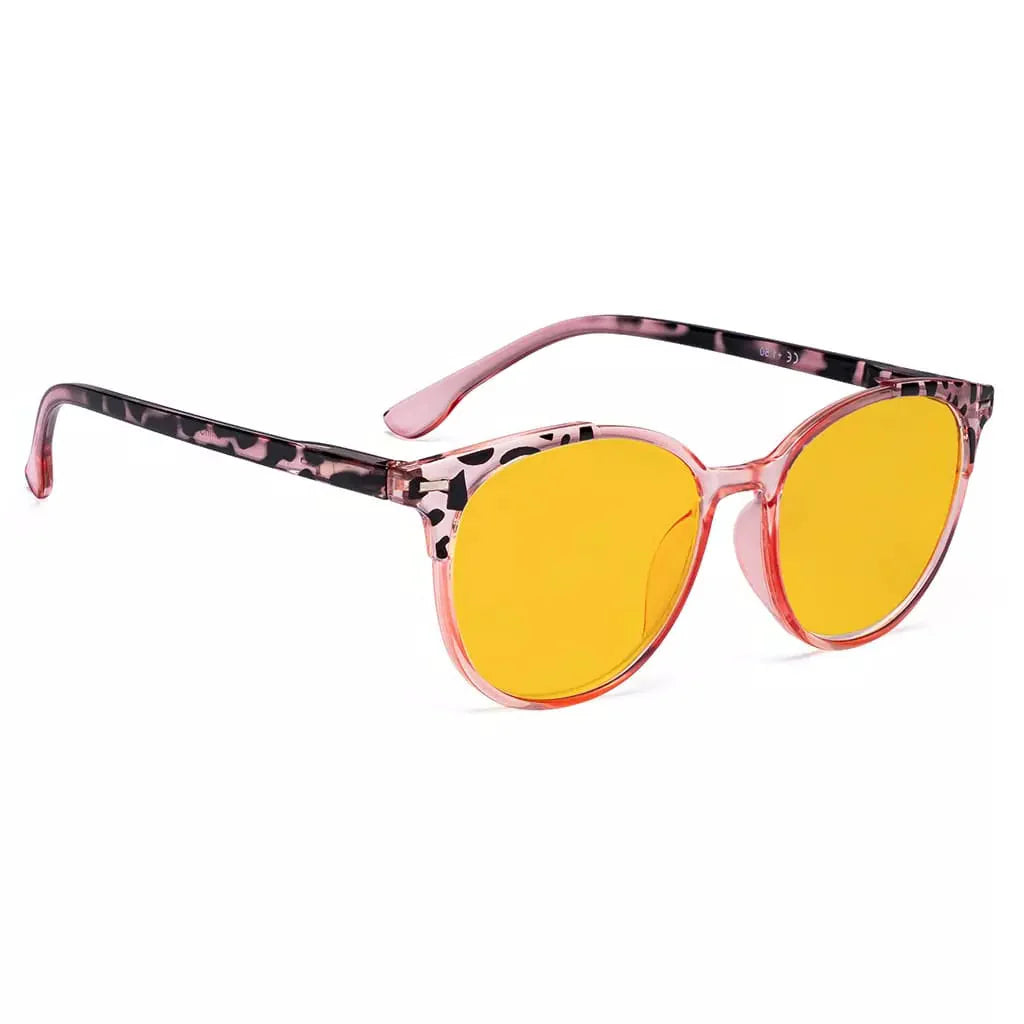Amber Tinted Two-tone Blue Light Blocking Reading Glasses Women
