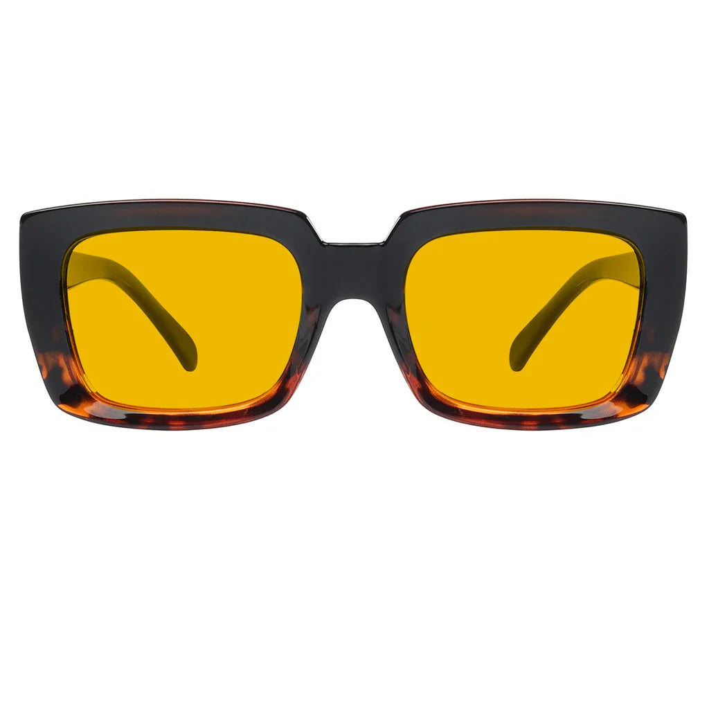 Oversized Square Amber Tinted Blue Light Blocking Reading Glasses Women