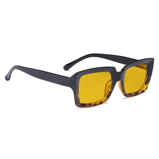 Oversized Square Amber Tinted Blue Light Blocking Glasses Women