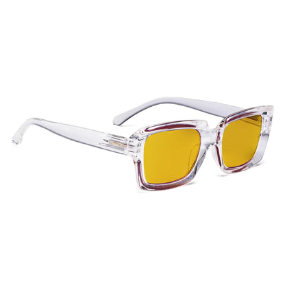 Oversized Square Amber Tinted Blue Light Blocking Reading Glasses Women