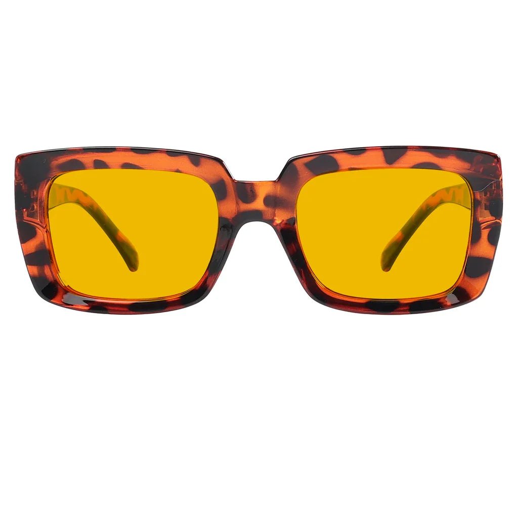 Oversized Square Amber Tinted Blue Light Blocking Reading Glasses Women