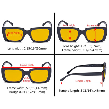 Oversized Square Amber Tinted Blue Light Blocking Reading Glasses Women