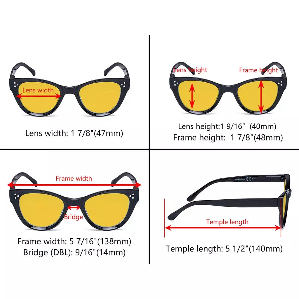 Amber Tinted Cat eye Blue Light Blocking Reading Glasses Women
