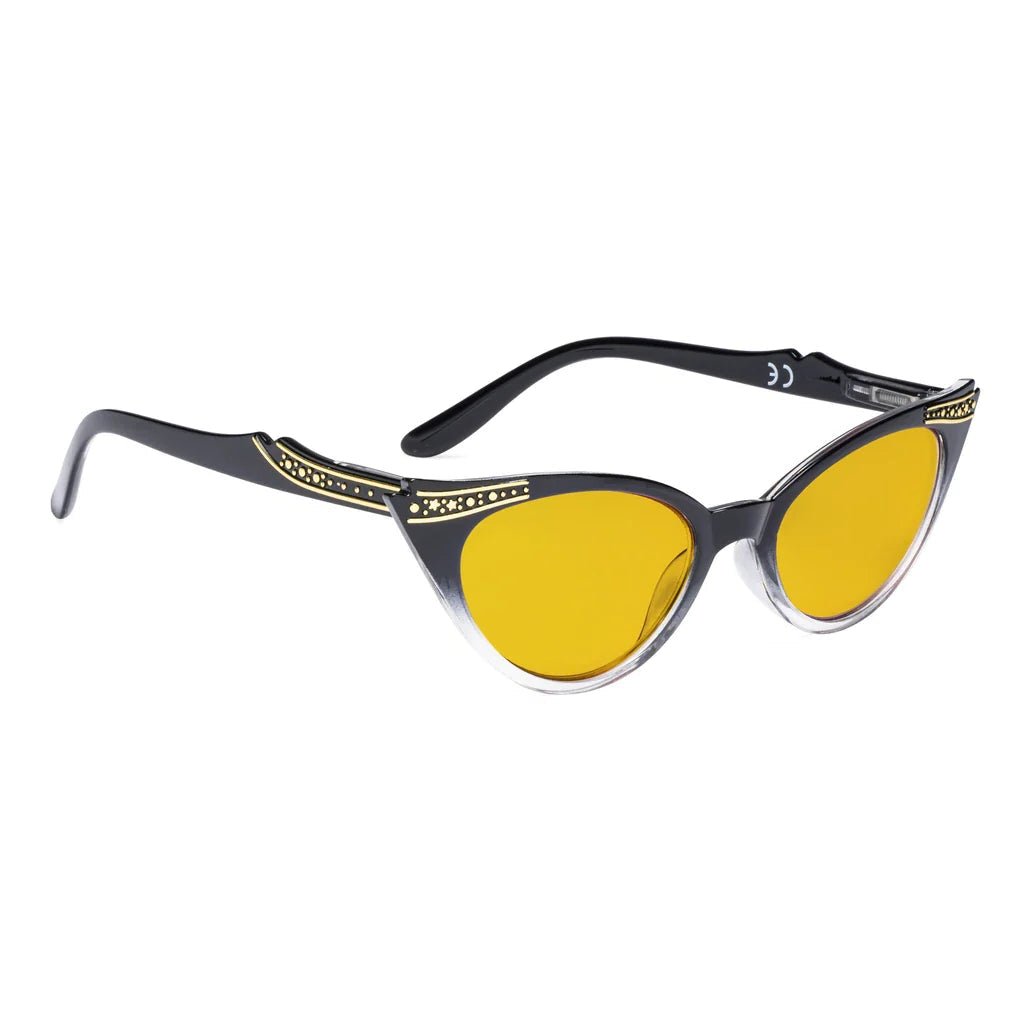 Cat Eye Amber Tinted Patterned Blue Light Blocking Glasses Women