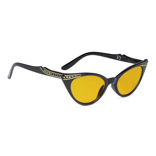 Cat Eye Amber Tinted Patterned Blue Light Blocking Glasses Women