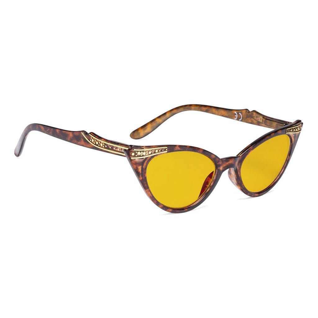 Cat Eye Amber Tinted Patterned Blue Light Blocking Glasses Women