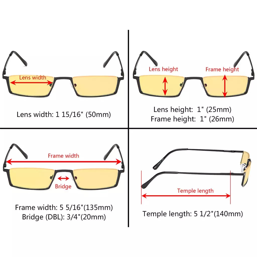 Amber Tinted Half Rim Blue Light Blocking Reading Glasses Men