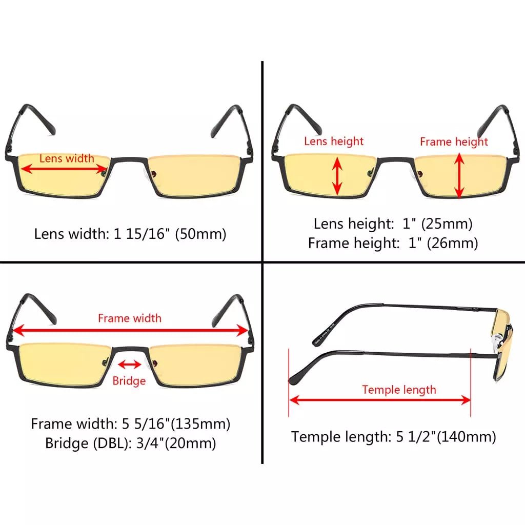 Amber Tinted Half Rim Blue Light Blocking Reading Glasses Men