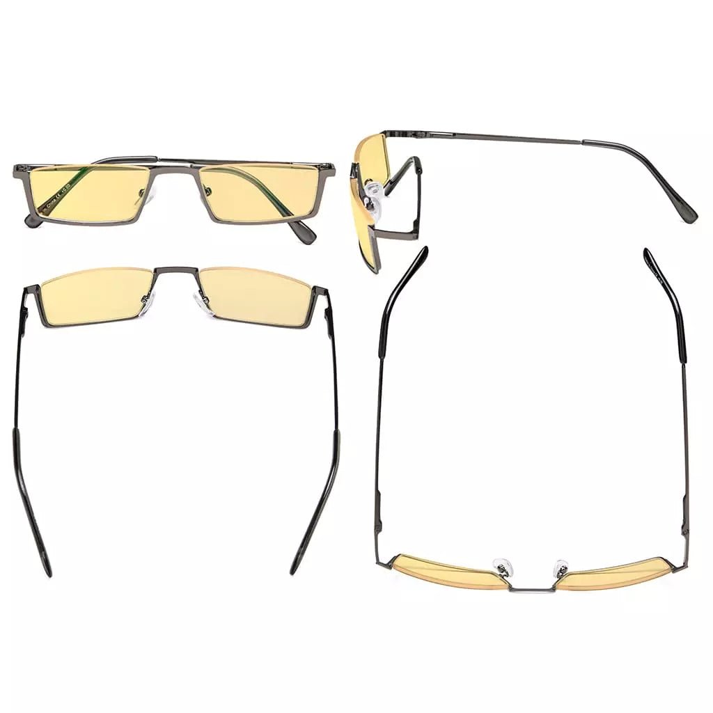 Amber Tinted Half Rim Blue Light Blocking Reading Glasses Men