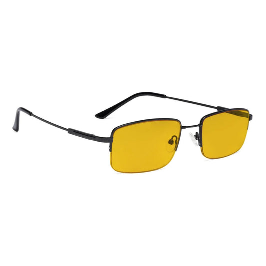 Amber Tinted Half Rim Blocking Reading Glasses Men
