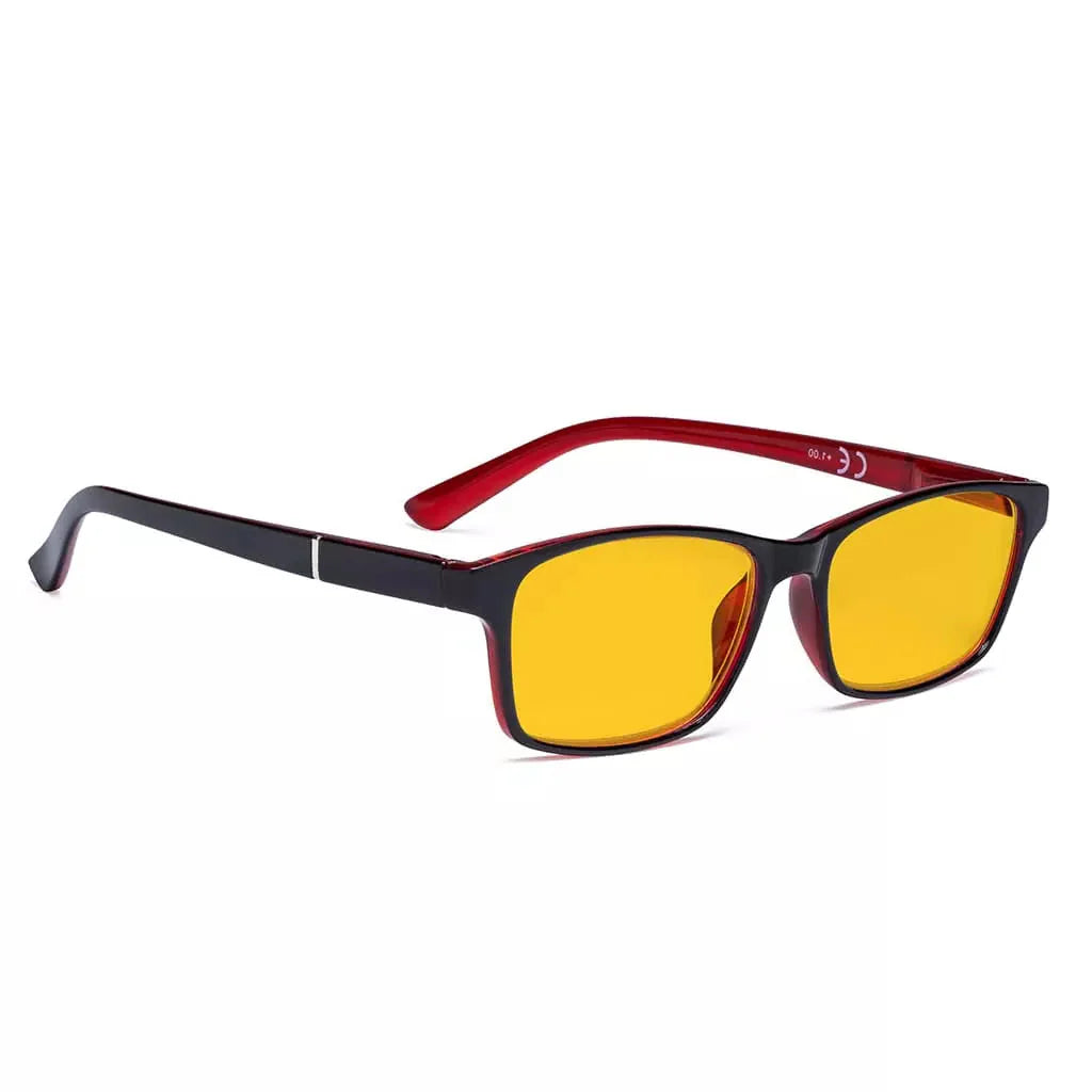 Amber Tinted Wood Pattern Blue Light Blocking Reading Glasses Women Men