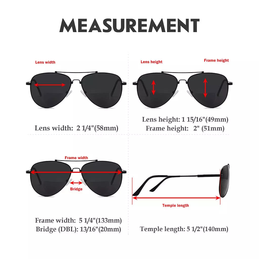 Polarized Bifocal Sunglasses Pilot Wire Rim Women Men