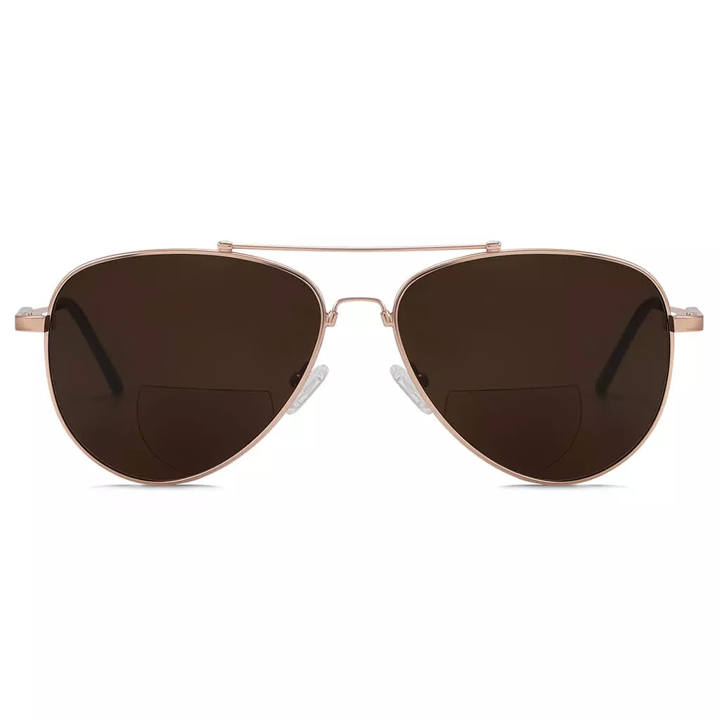 Polarized Bifocal Sunglasses Pilot Wire Rim Women Men