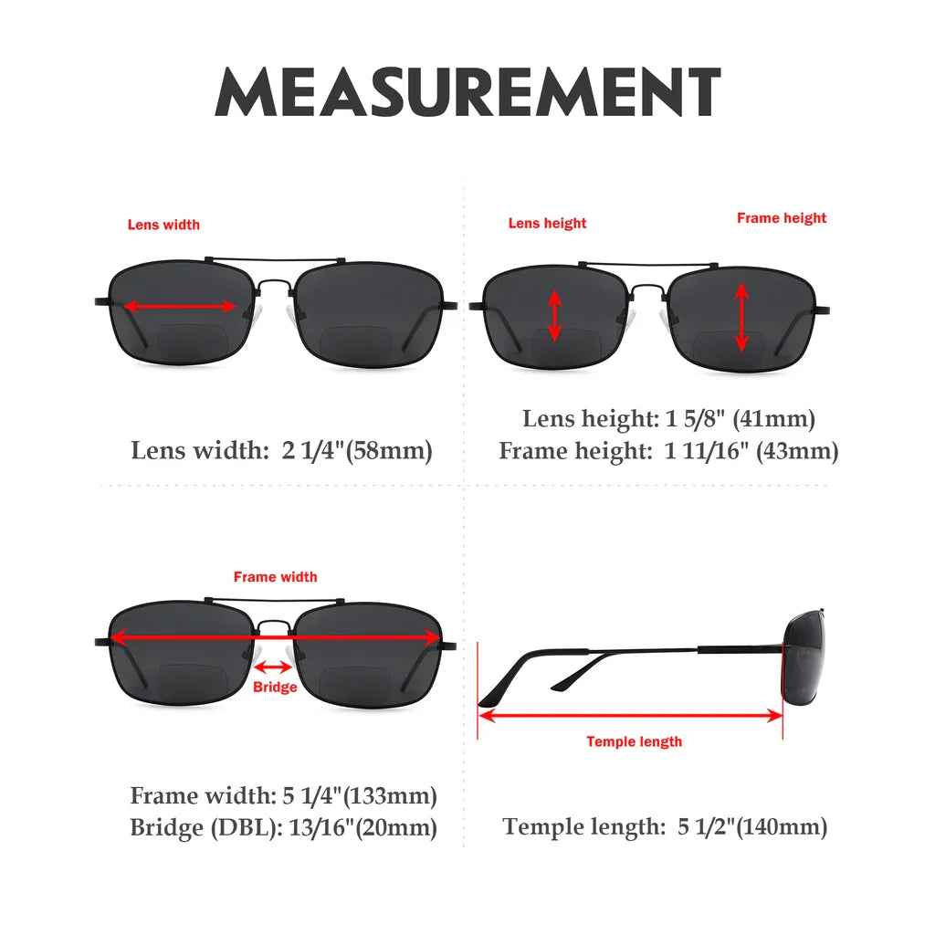 Polarized Bifocal Sunglasses Pilot Wire Rim Men Women
