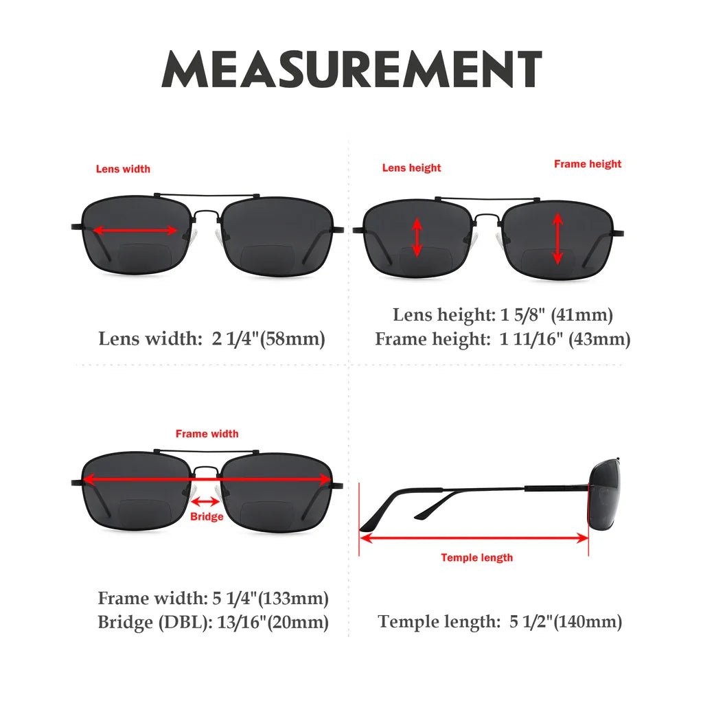 Polarized Bifocal Sunglasses Pilot Wire Rim Men Women