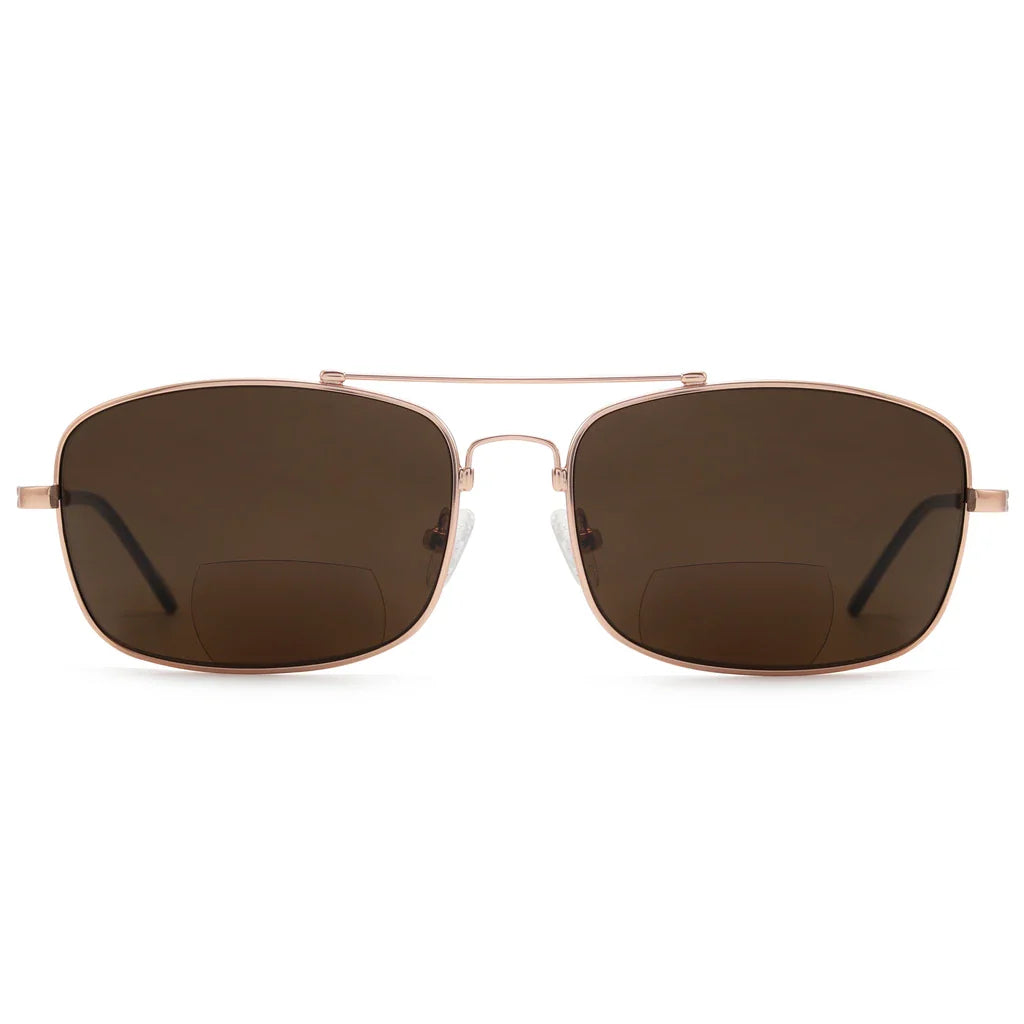 Polarized Bifocal Sunglasses Pilot Wire Rim Men Women