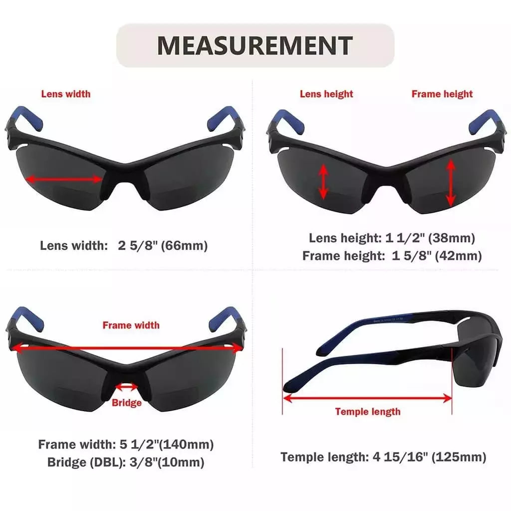 Polarized Bifocal Sunglasses Half-rim Women Men