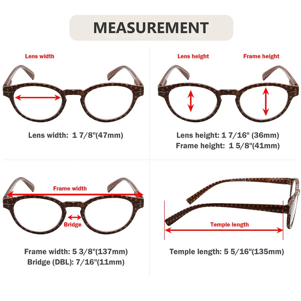 oval polka dots reading glasses women