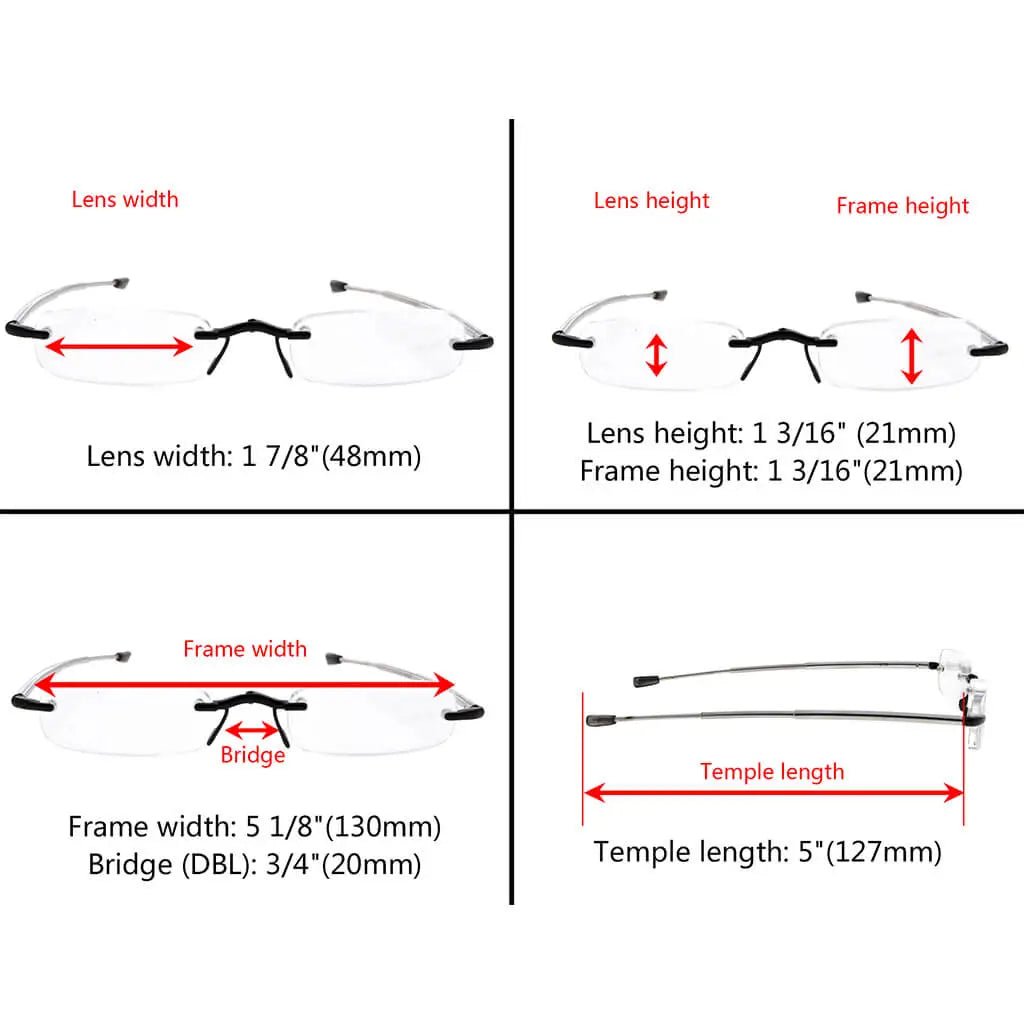 Folding Rimless Reading Glasses Women