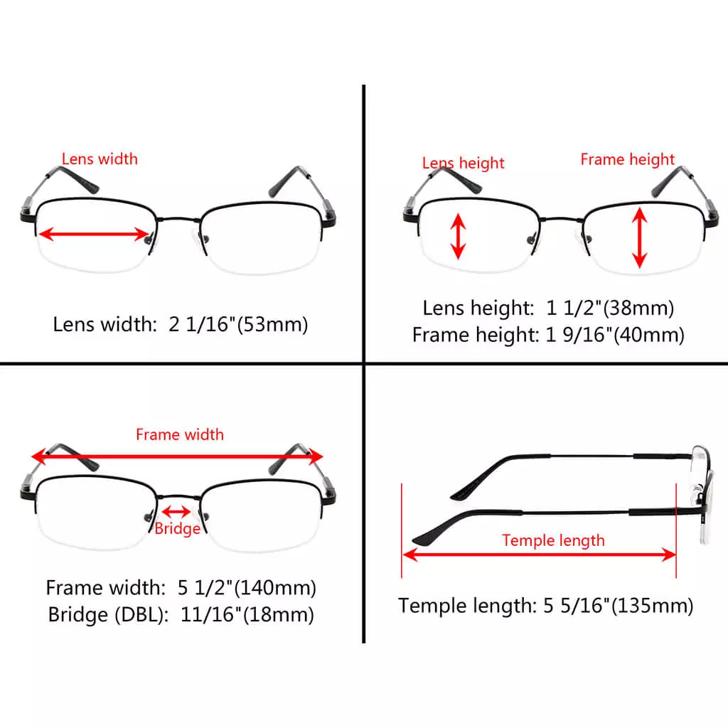 Half-Rim Glasses Women Men