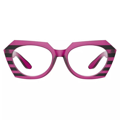 Oversize Cat Eye Glasses Women Striped Two Colors