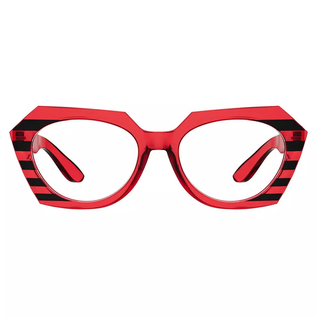 Oversize Cat Eye Glasses Women Striped Two Colors