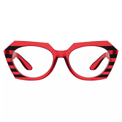 Oversize Cat Eye Glasses Women Striped Two Colors