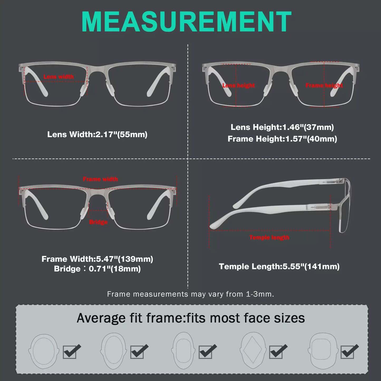 Half-Rim Reading Glasses For Men