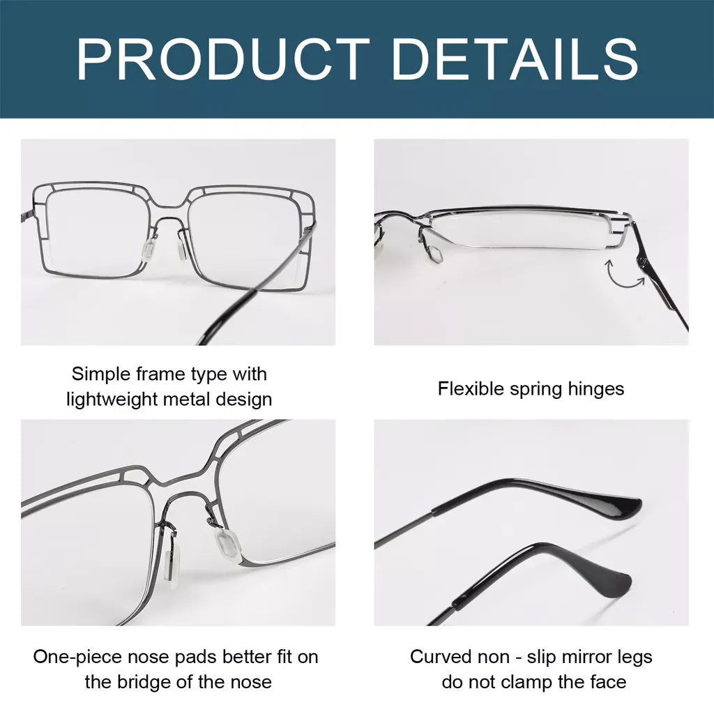 Thin Metal Hollow Frame Reading Glasses For Women