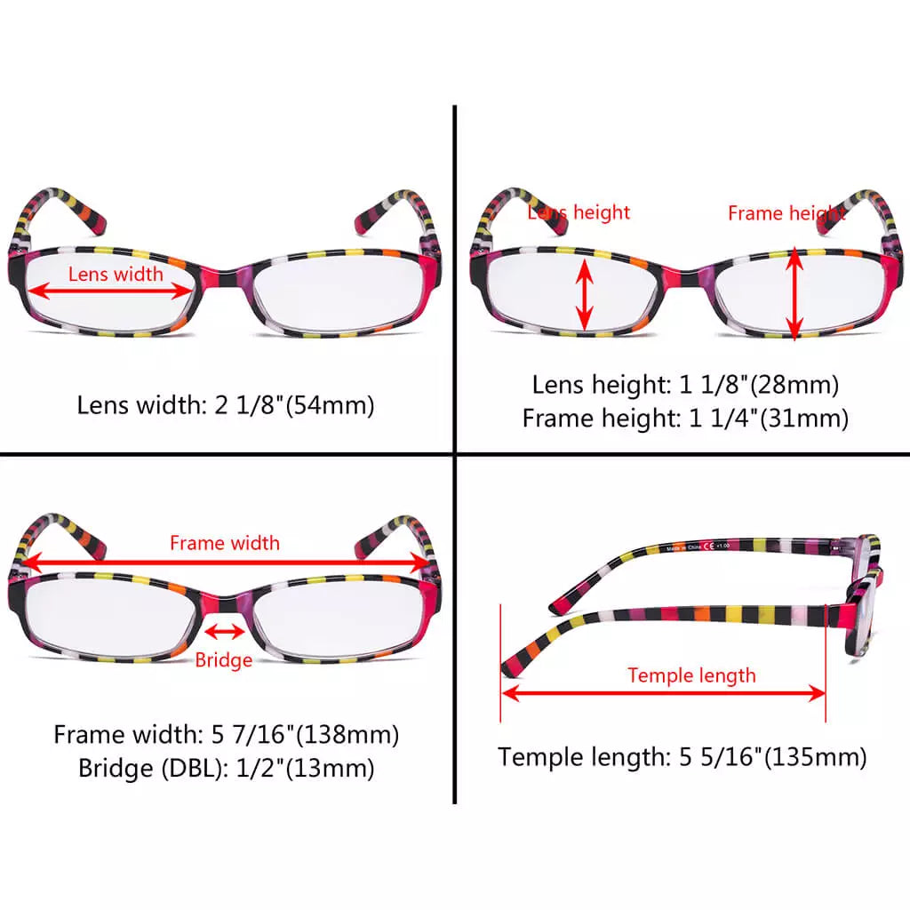 Small Striped Reading Glasses for Women