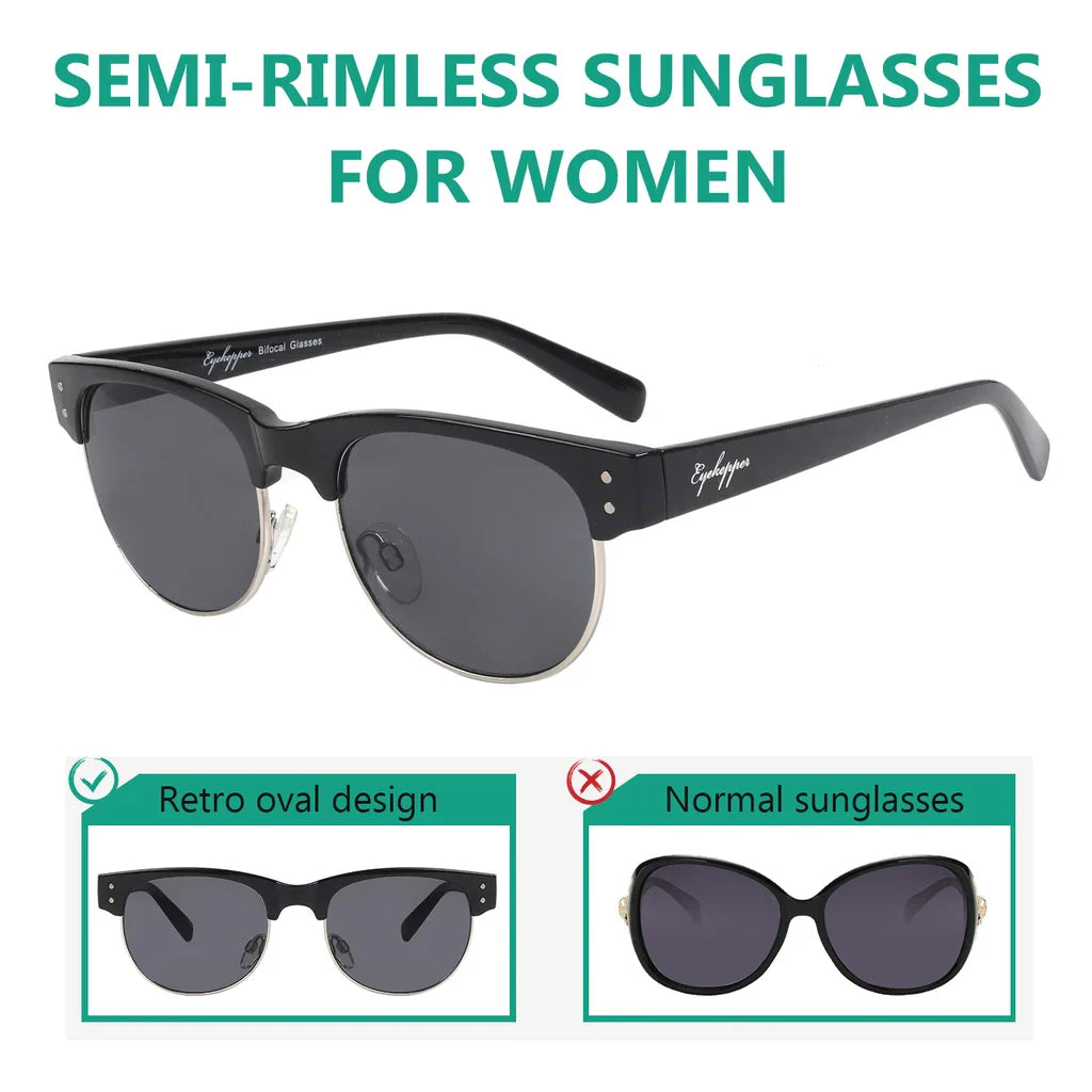 Half Semi-Rimless Sunglasses Men Women