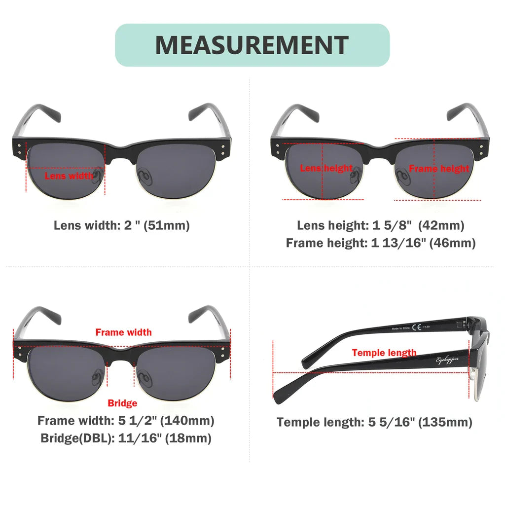 Half Semi-Rimless Sunglasses Men Women