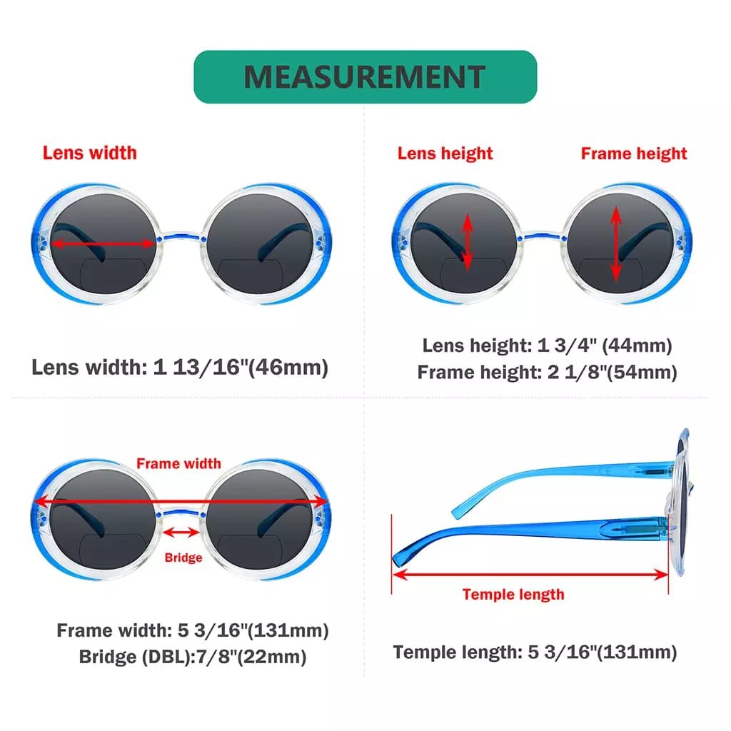 Small Round Oval Bifocal Sunglasses Women