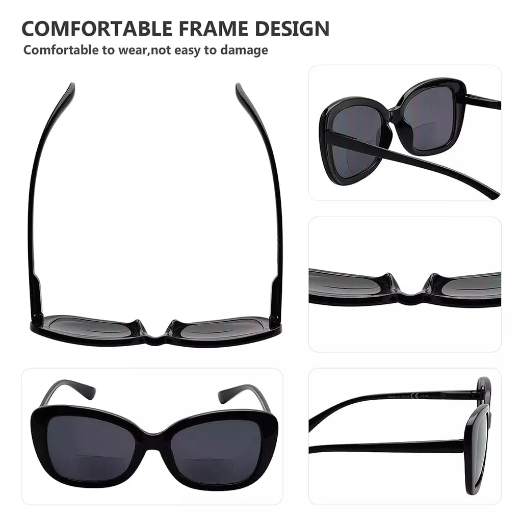 Trendy Wood Grain Bifocal Sunglasses Women