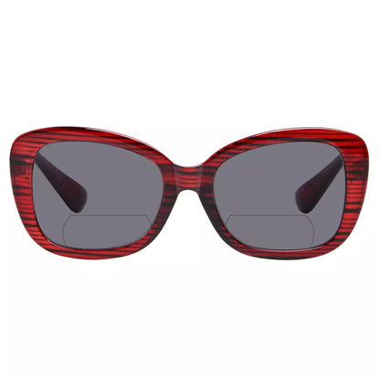 Trendy Wood Grain Bifocal Sunglasses Women