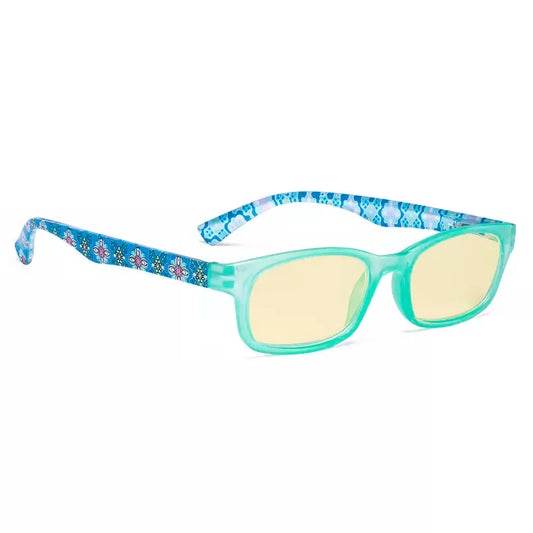 Patterned Arms Yellow Tinted Blue Light Blocking Eyeglasses For Women