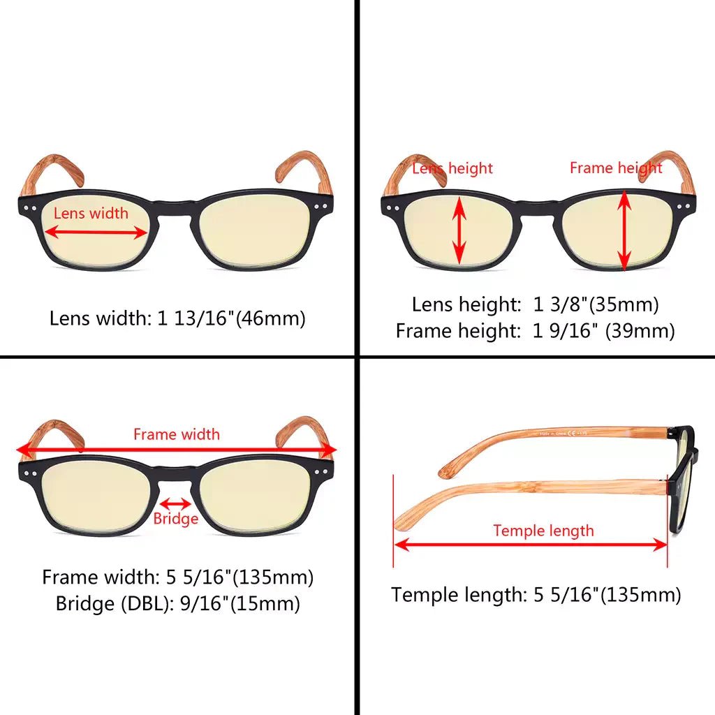 Wood-look Temple Blue Light Blocking Reading Glasses Women