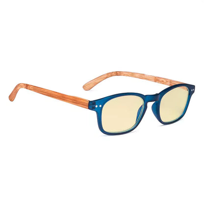 Wood-look Temple Blue Light Blocking Reading Glasses Women