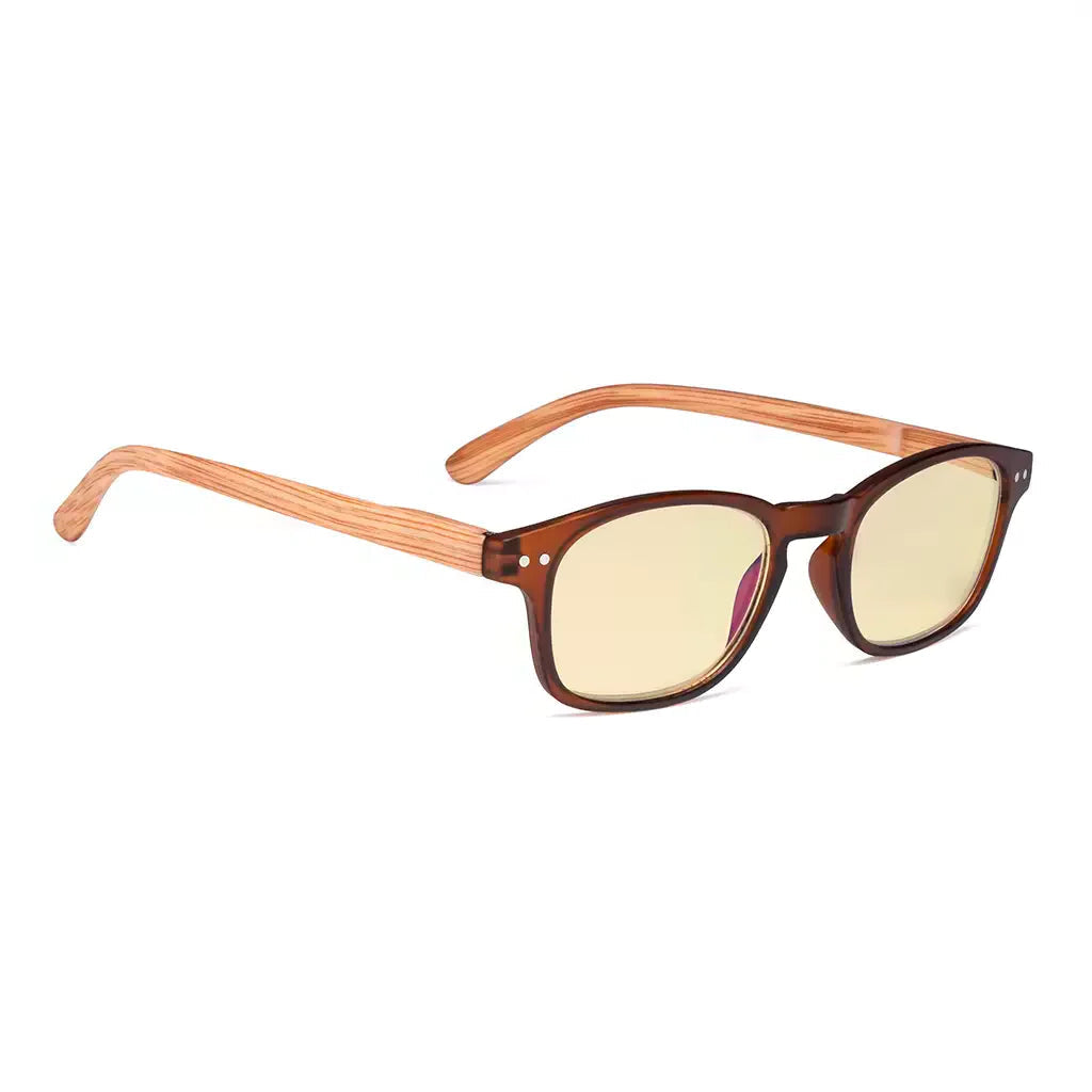 Wood-look Temple Blue Light Blocking Reading Glasses Women