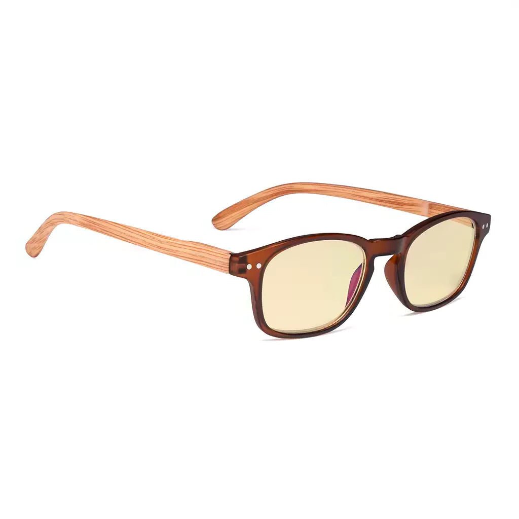 Wood-look Temple Blue Light Blocking Reading Glasses Women