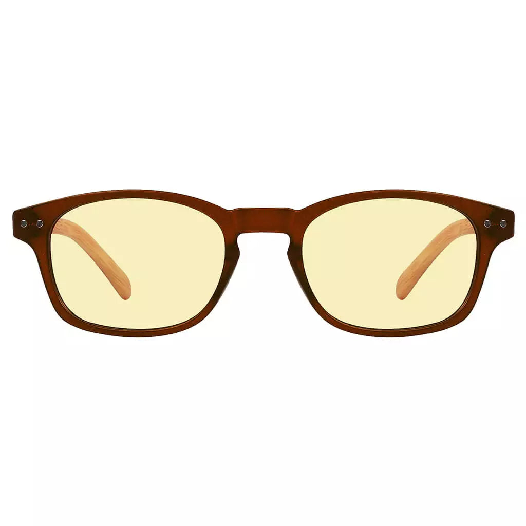 Wood-look Temple Blue Light Blocking Reading Glasses Women